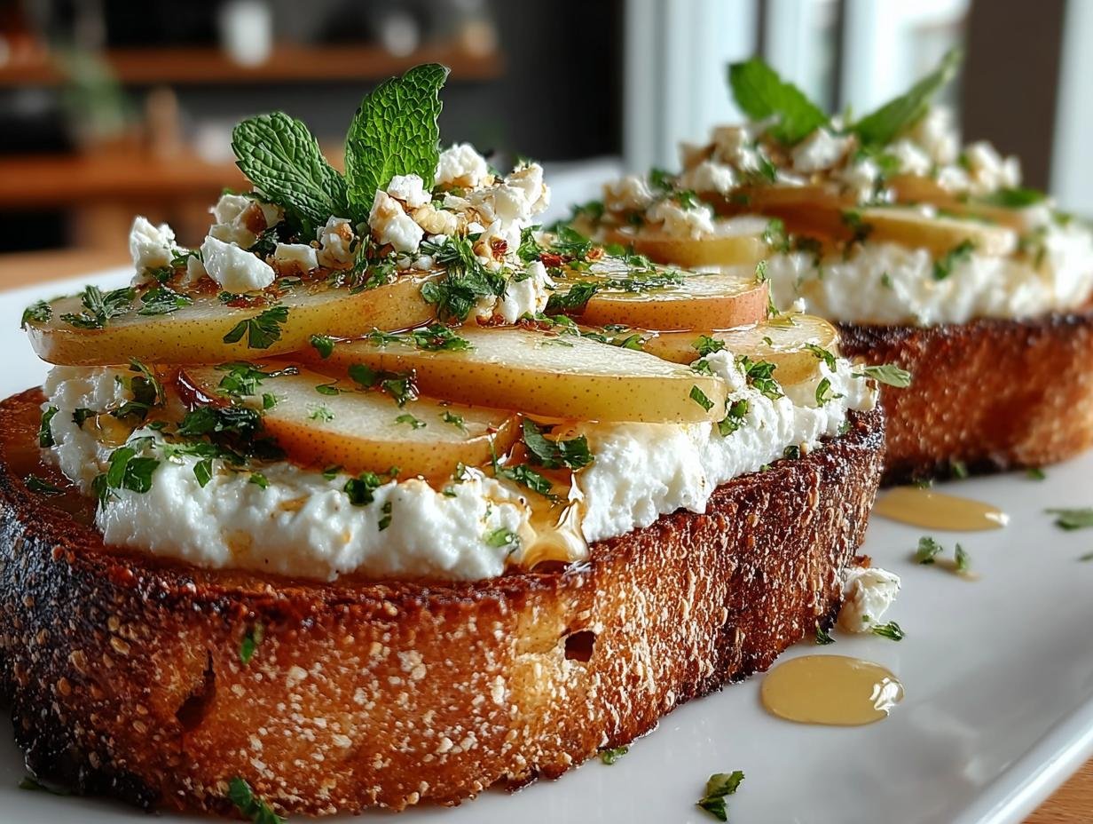 Pear Honey Ricotta Toast: 1 Satisfying Bite