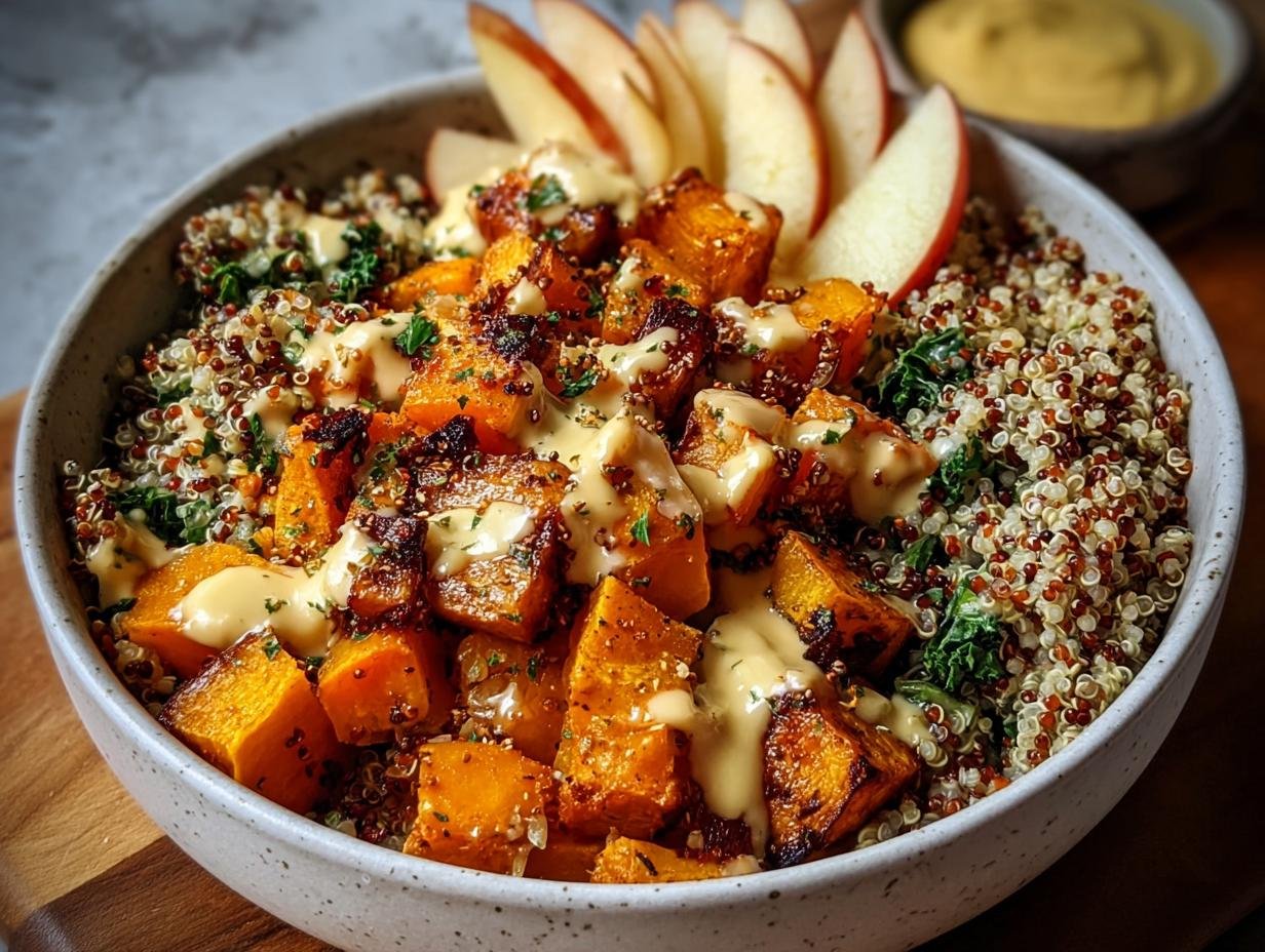 Autumn Glow Quinoa Bowls with roasted butternut squash and kale