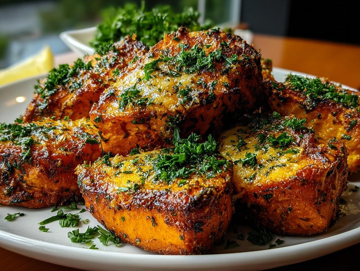 Crispy Parmesan Roasted Sweet Potatoes - close-up of ingredients
