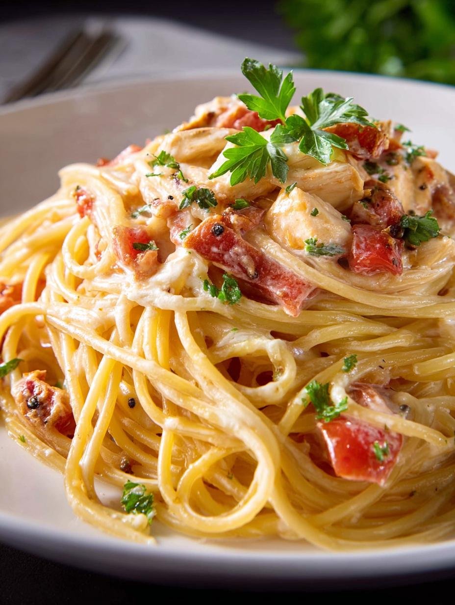Crockpot Chicken Spaghetti
