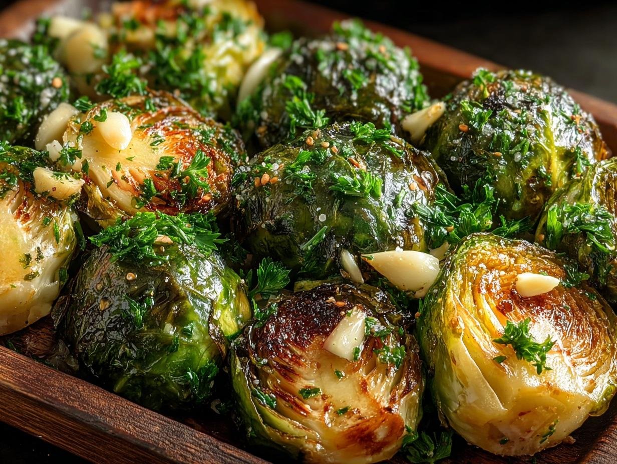Garlic Butter Roasted Brussels: Amazing 1-Pan Wonder - close-up of ingredients for roasted Brussels sprouts