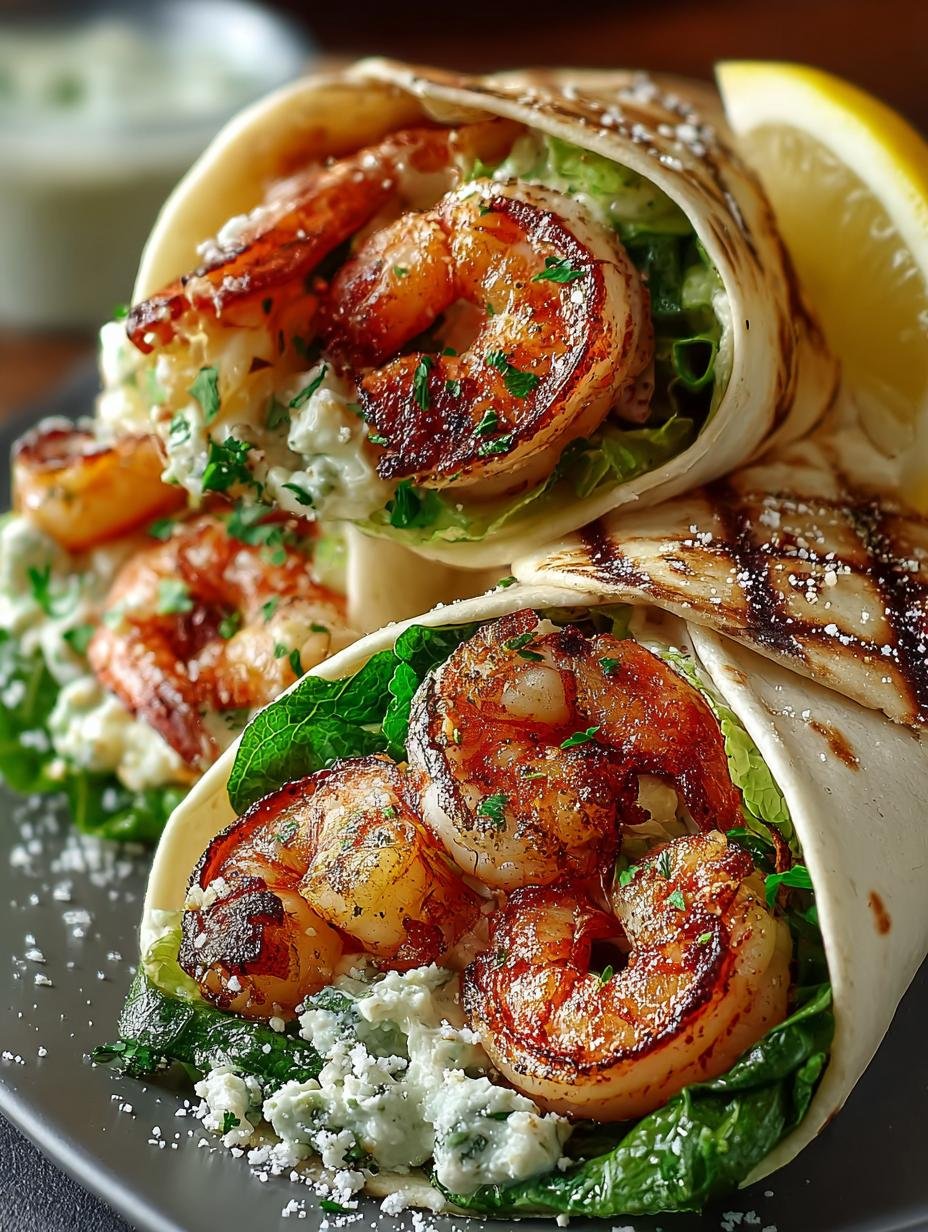 Delicious Grilled Shrimp Caesar Wraps for Quick Lunch - Grilled Shrimp Caesar Wraps - main visual representation