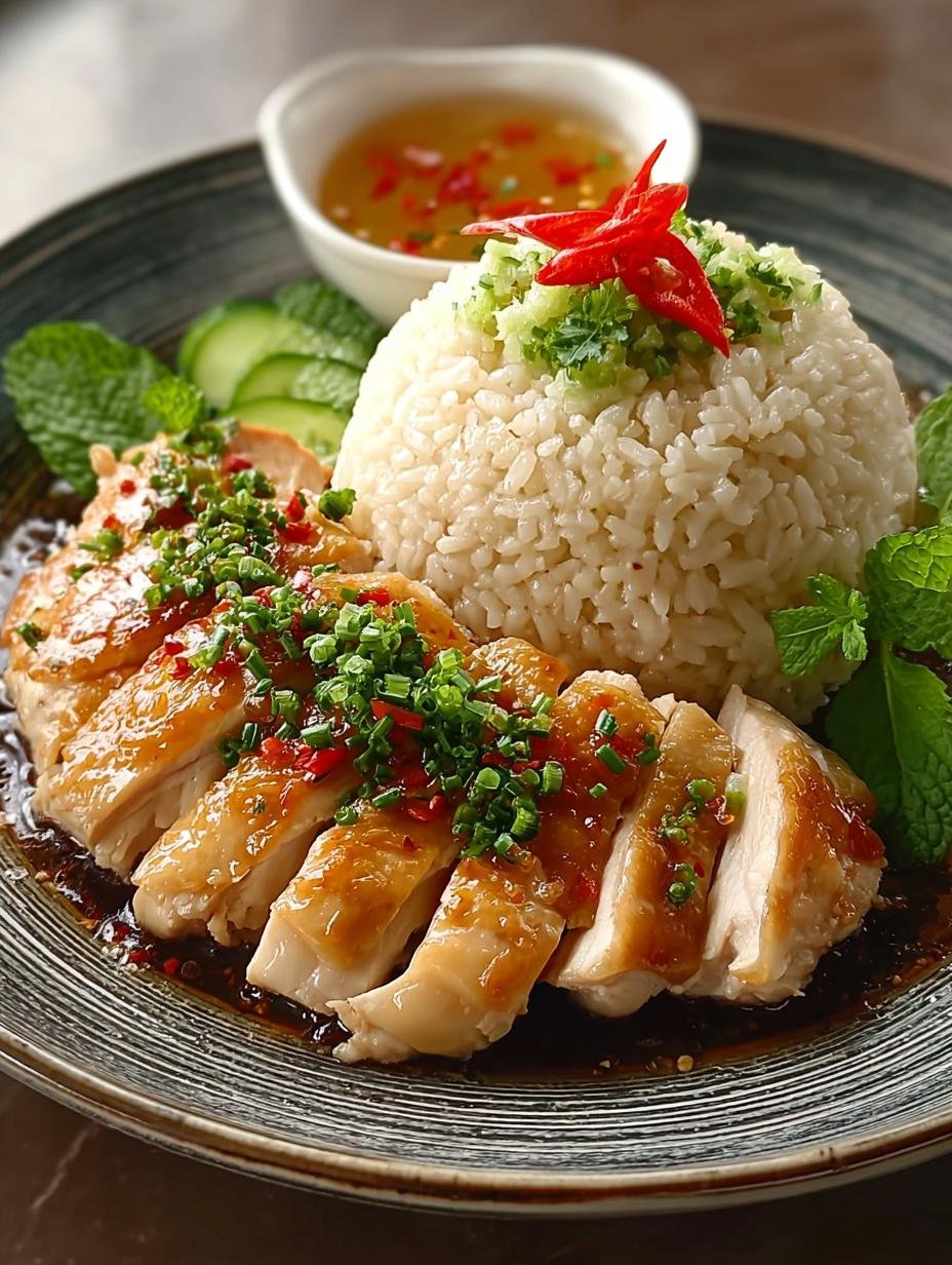 Irresistible Hainanese Chicken Rice with Juicy Thighs - Hainanese Chicken Rice with - main visual representation