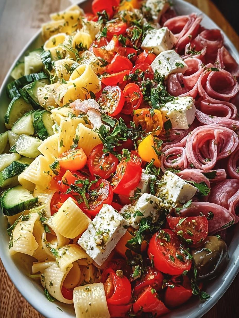 Close-up of Italian Sub Salad Two ingredients, showcasing fresh provolone, salami, and colorful bell peppers.
