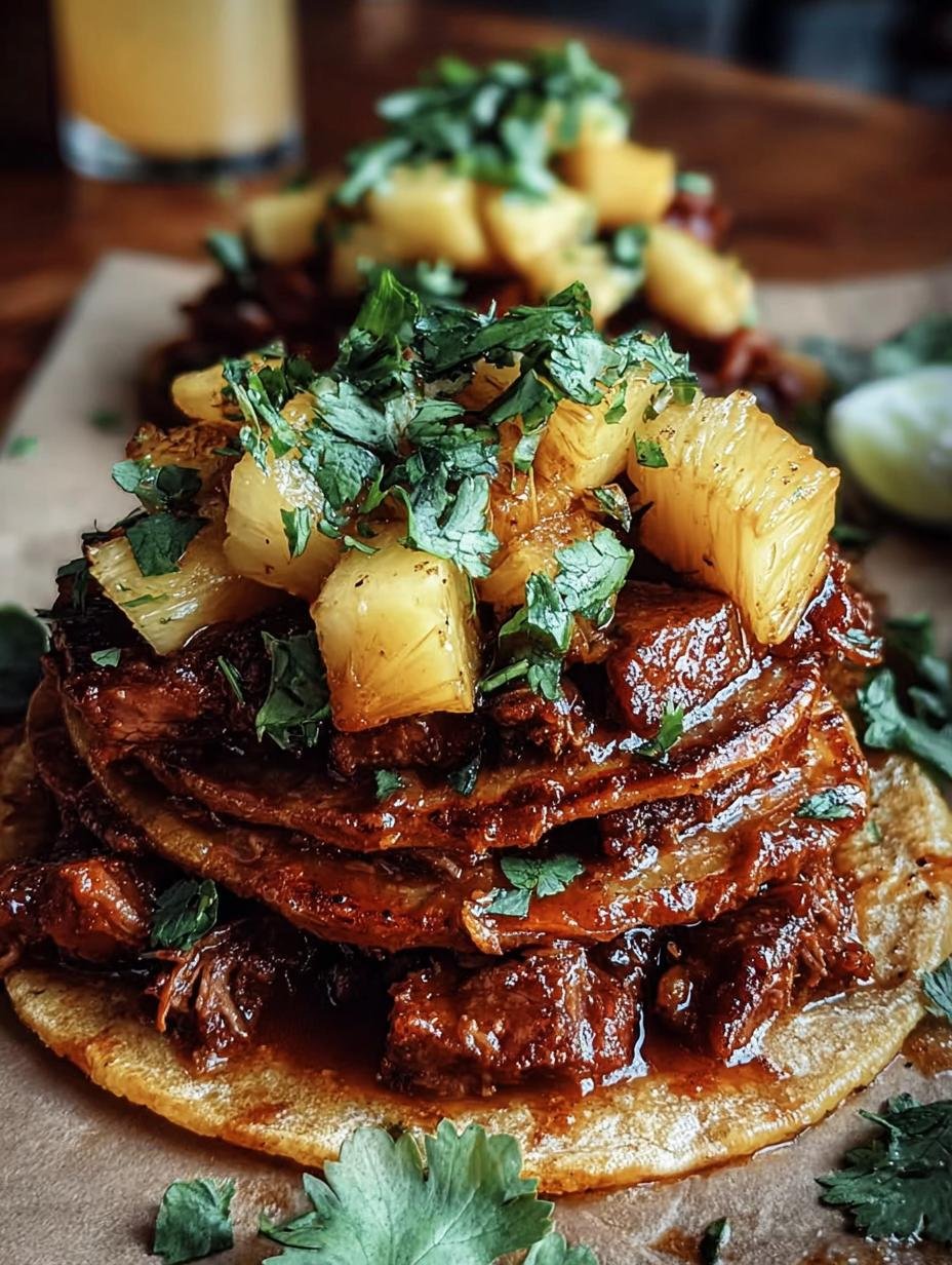 Delicious Pastor Tacos Pineapple with vibrant toppings ready to eat