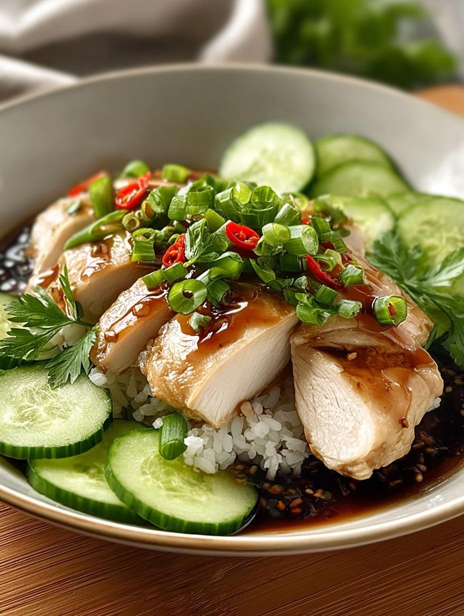 Savory Poached Chinese Chicken with Ginger Sauce - Poached Chinese Chicken with - main visual representation