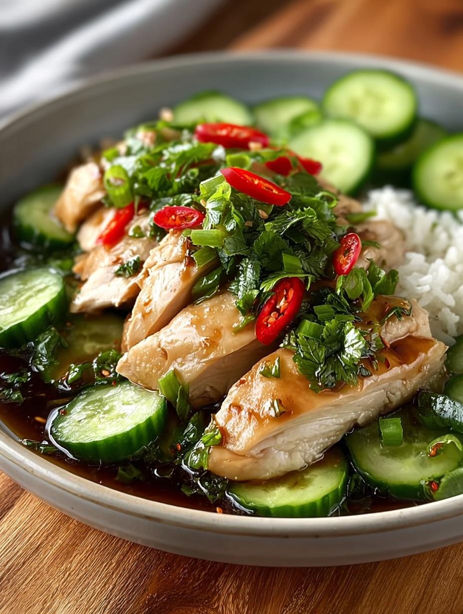 Savory Poached Chinese Chicken with Ginger Sauce - Poached Chinese Chicken with - additional detail