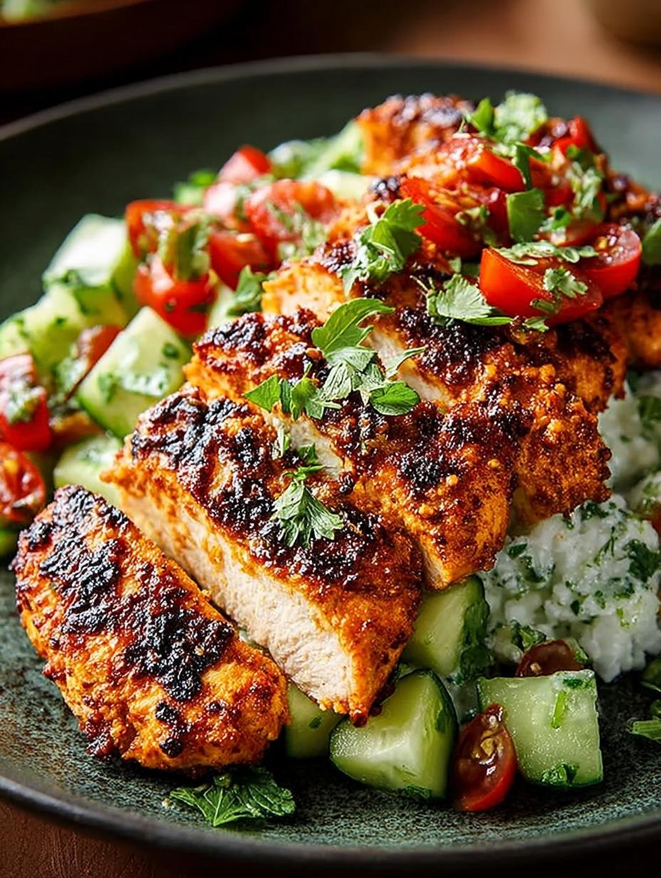 Delicious Spicy Mediterranean Chicken with Creamy Salad - Spicy Mediterranean Chicken with - main visual representation