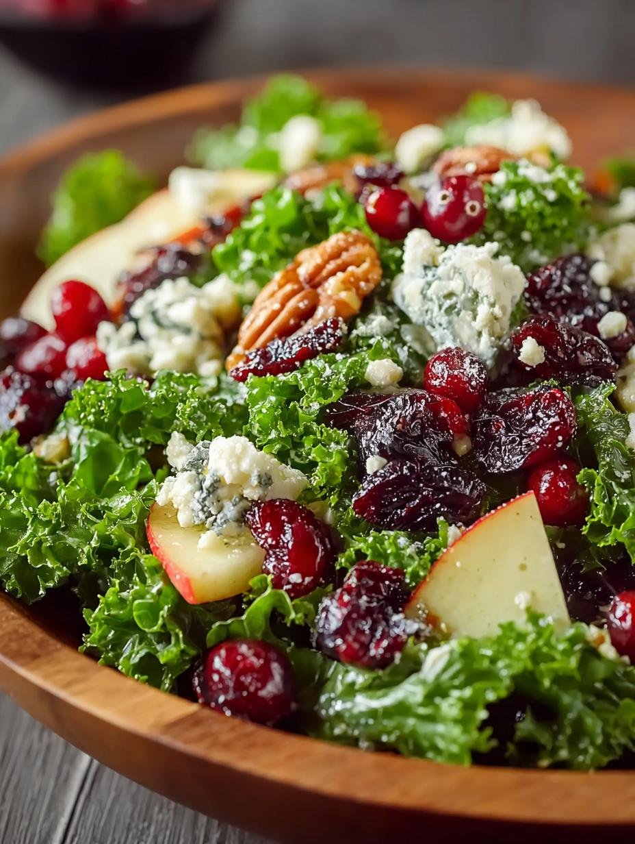 Delicious Maple Kale Salad with Blue Cheese and Cranberries