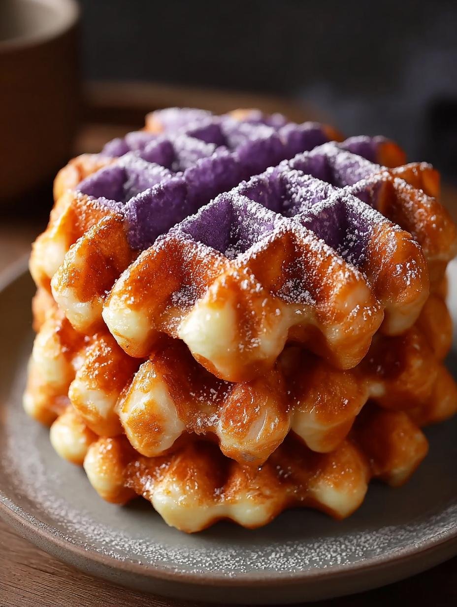 Crave-Ready Ube Mochi Waffles for a Sweet Morning Treat - Ube Mochi Waffles - main visual representation