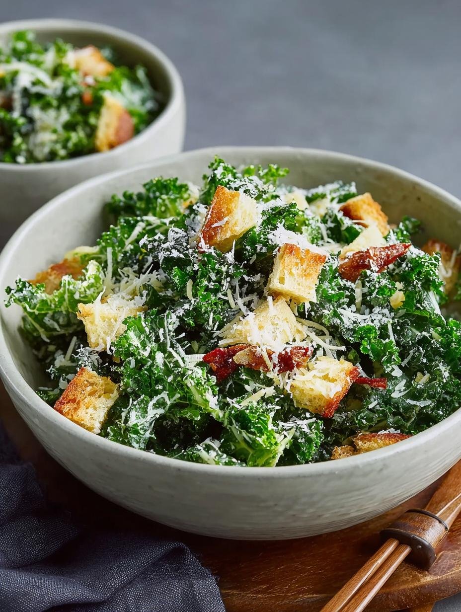 Savory Kale Caesar Salad with Roasted Garlic Dressing