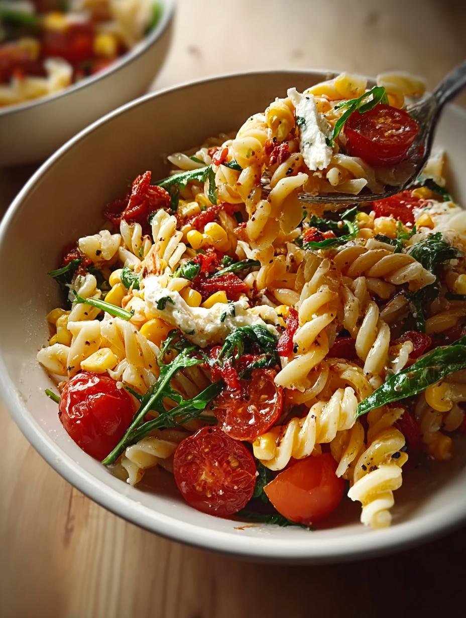 Pasta Salad with Roasted Cherry Tomatoes and Corn Delight