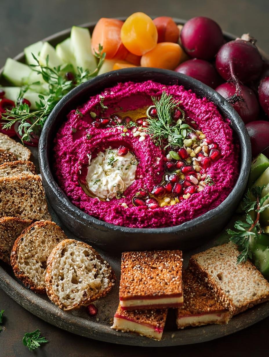 Delicious Beet Hummus Platter to Delight Your Guests - Beet Hummus Platter - main visual representation