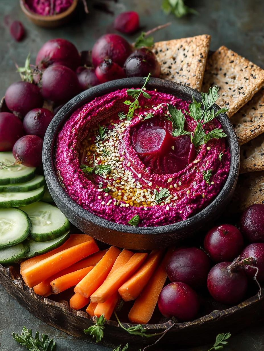 Delicious Beet Hummus Platter to Delight Your Guests - Beet Hummus Platter - additional detail