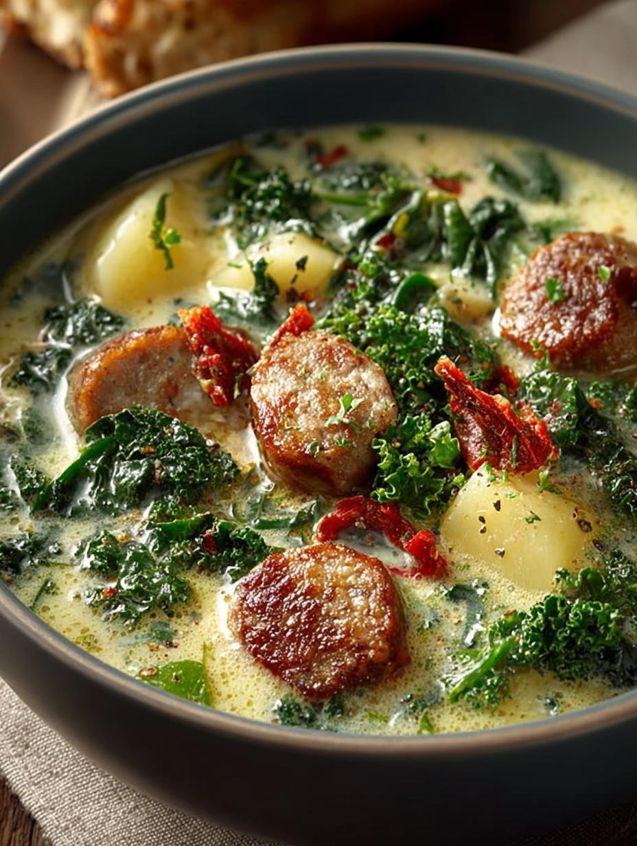 Delicious Creamy Sausage Kale Soup for Cozy Nights - Creamy Sausage Kale Soup - main visual representation