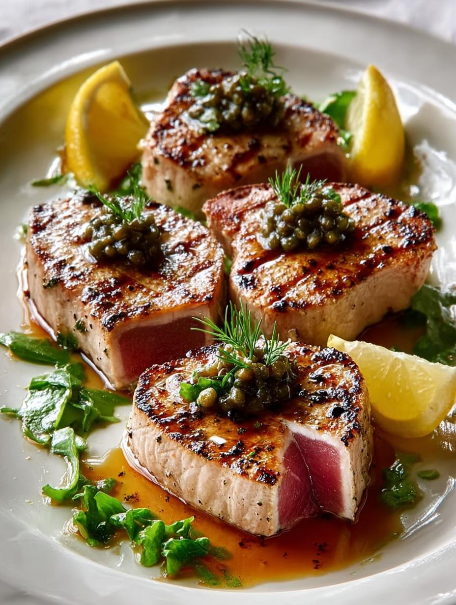 Seared Tuna Steaks with Lemon Butter: A Gourmet Delight - Seared Tuna Steaks with - main visual representation
