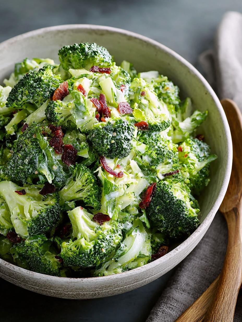 Delicious Shaved Broccoli Salad with Creamy Twist - Shaved Broccoli Salad - main visual representation