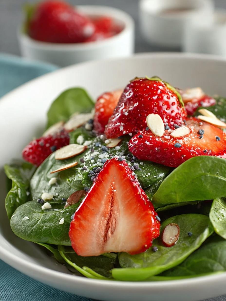 Delicious Strawberry Spinach Salad with Sweet Dressing - Strawberry Spinach Salad - main visual representation