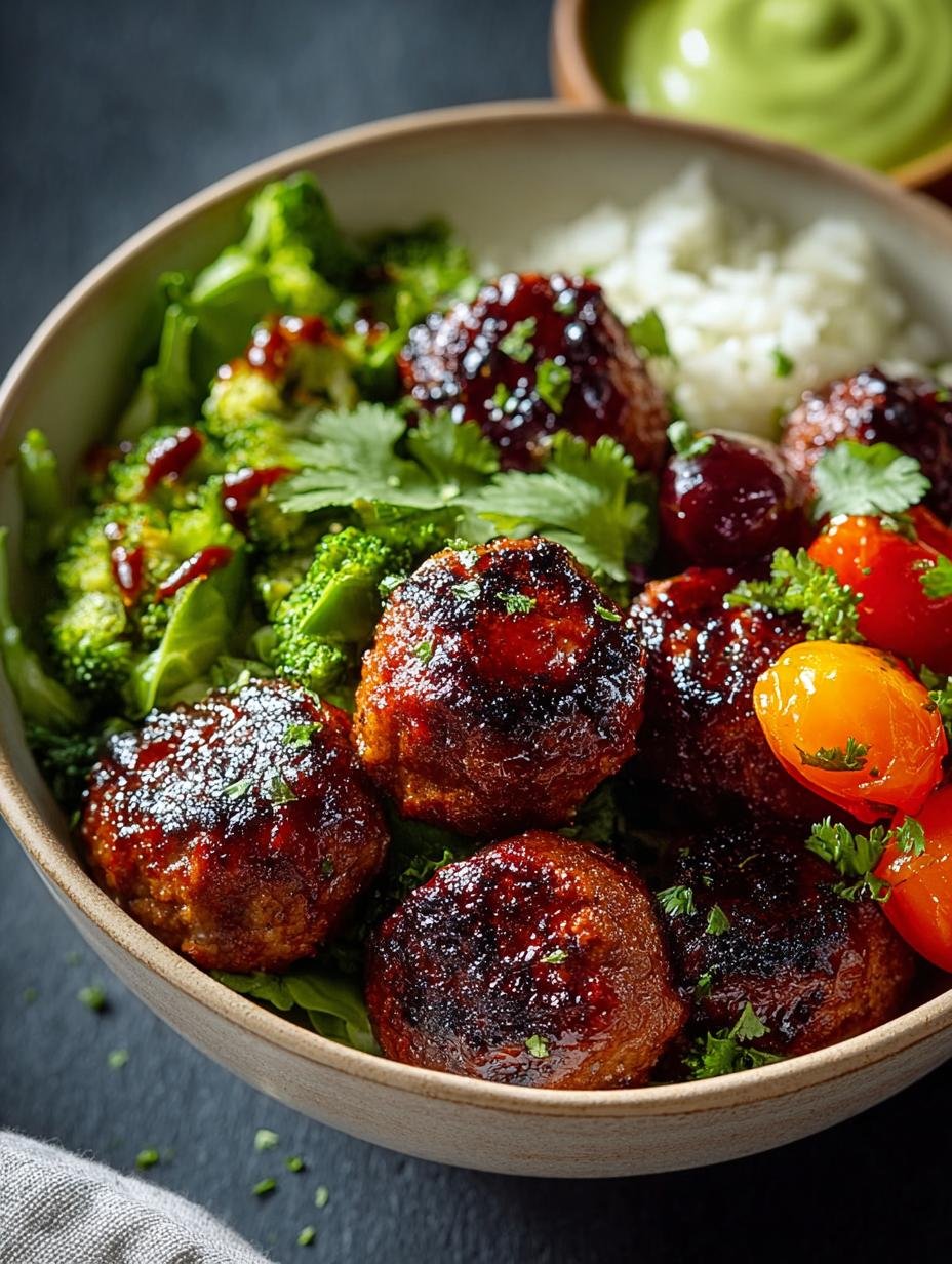Barbecue Meatball Bowls with Avocado Goddess Sauce Delight - Barbecue Meatball Bowls with - additional detail