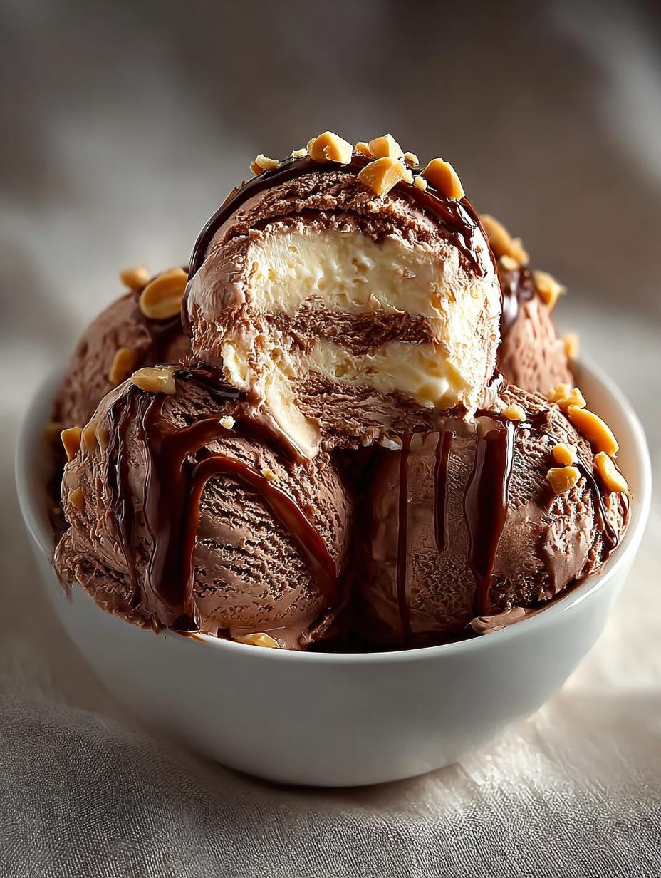 Irresistible Chocolate Peanut Butter Ice served in a bowl with toppings