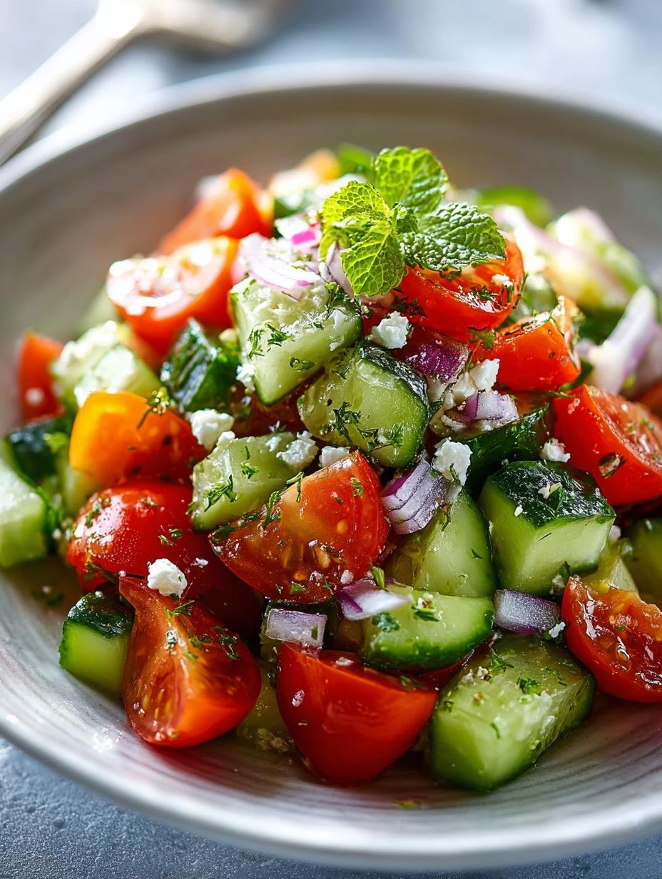 Delicious Mediterranean Salad with Cucumber for Summer - Mediterranean Salad with Cucumber - main visual representation