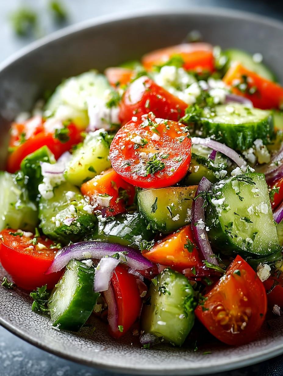 Delicious Mediterranean Salad with Cucumber for Summer - Mediterranean Salad with Cucumber - additional detail