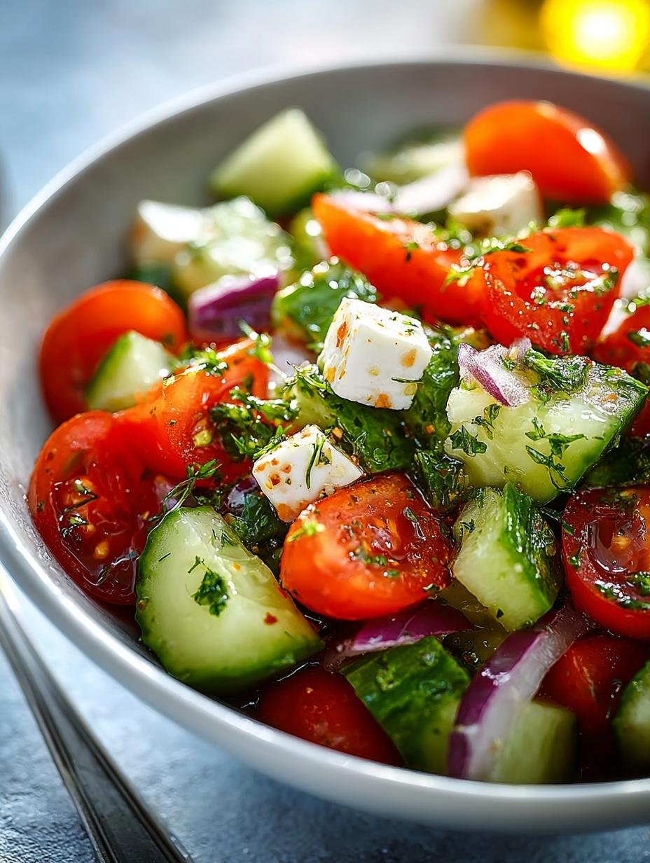 Delicious Mediterranean Salad with Cucumber for Summer