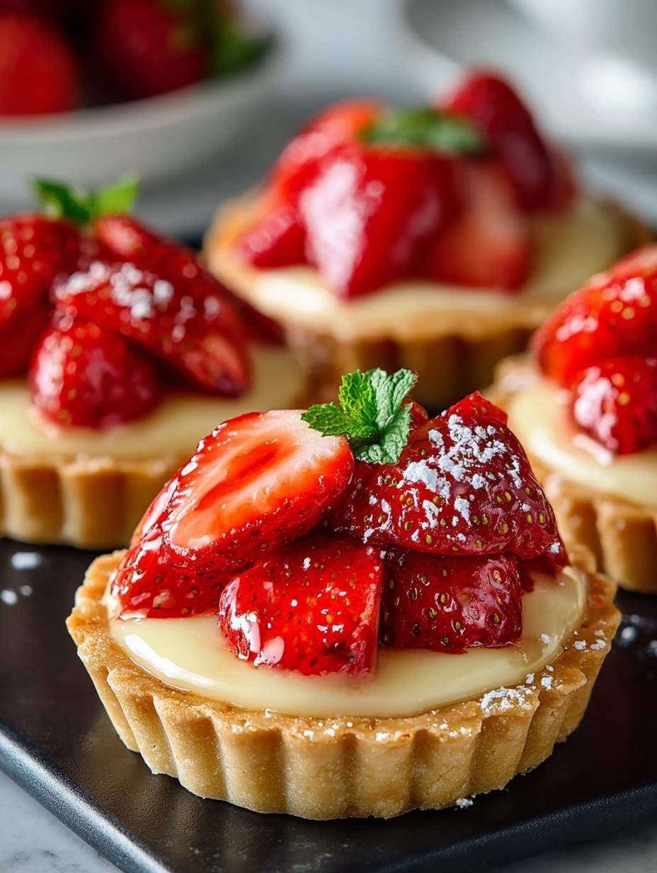 Mini Strawberry Custard Tartlets: 32 Perfect Bites
