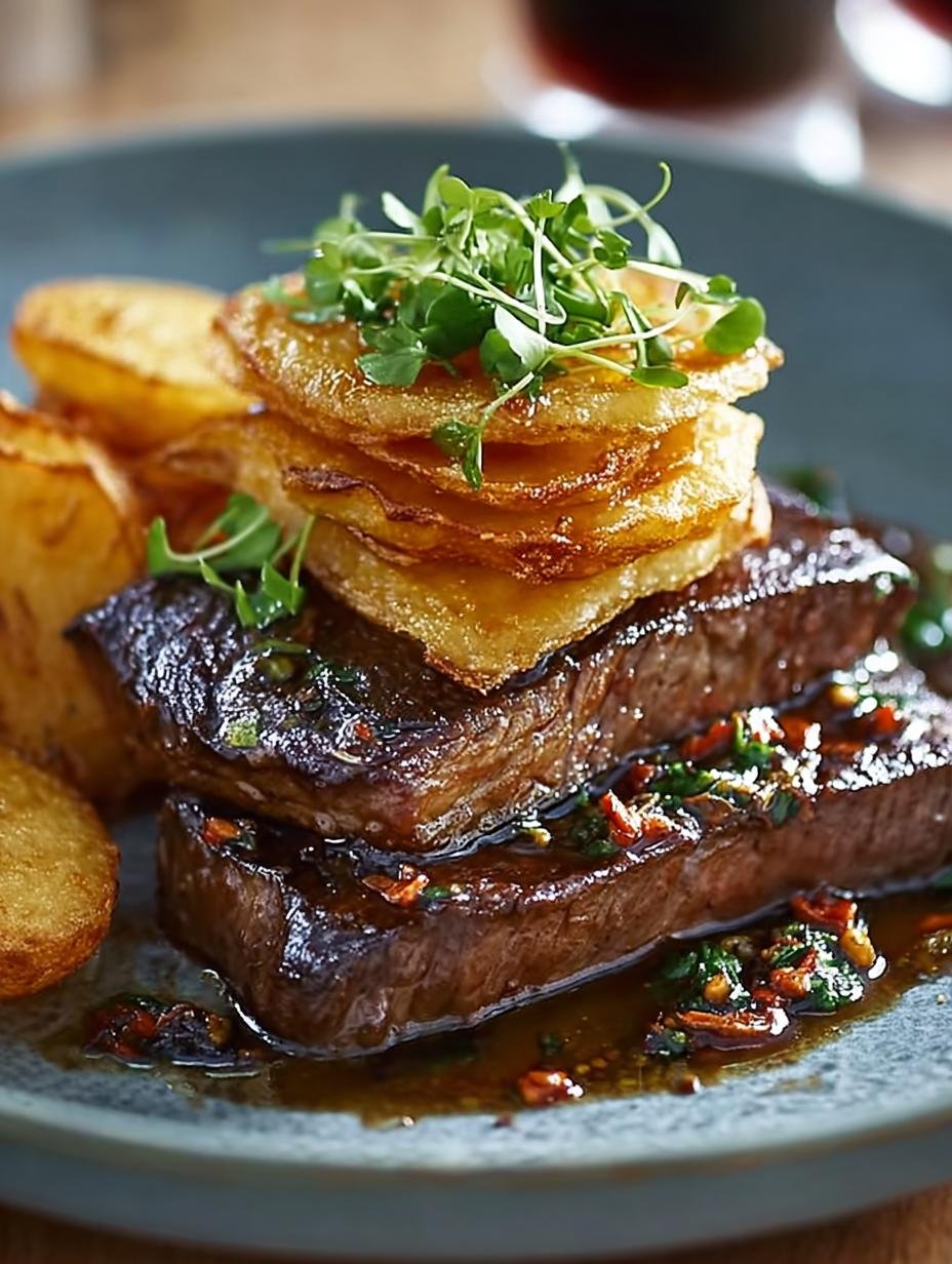 Stout Braised Steak with Crispy Stacked Chips - Stout Braised Steak with - additional detail