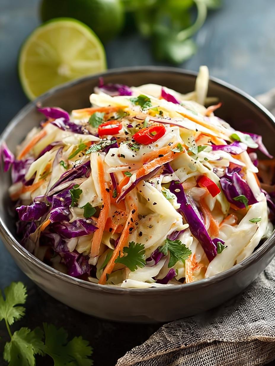 Zesty Mexican Coleslaw with Cilantro and Lime Dressing Delight - Zesty Mexican Coleslaw with - main visual representation